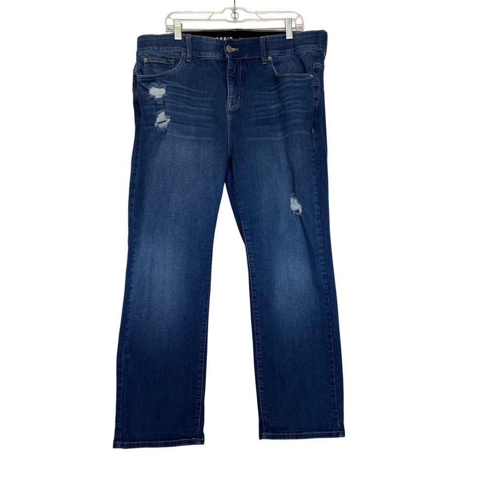 Torrid Bombshell Straight Premium Stretch Distressed Jeans Blue 20R High Rise